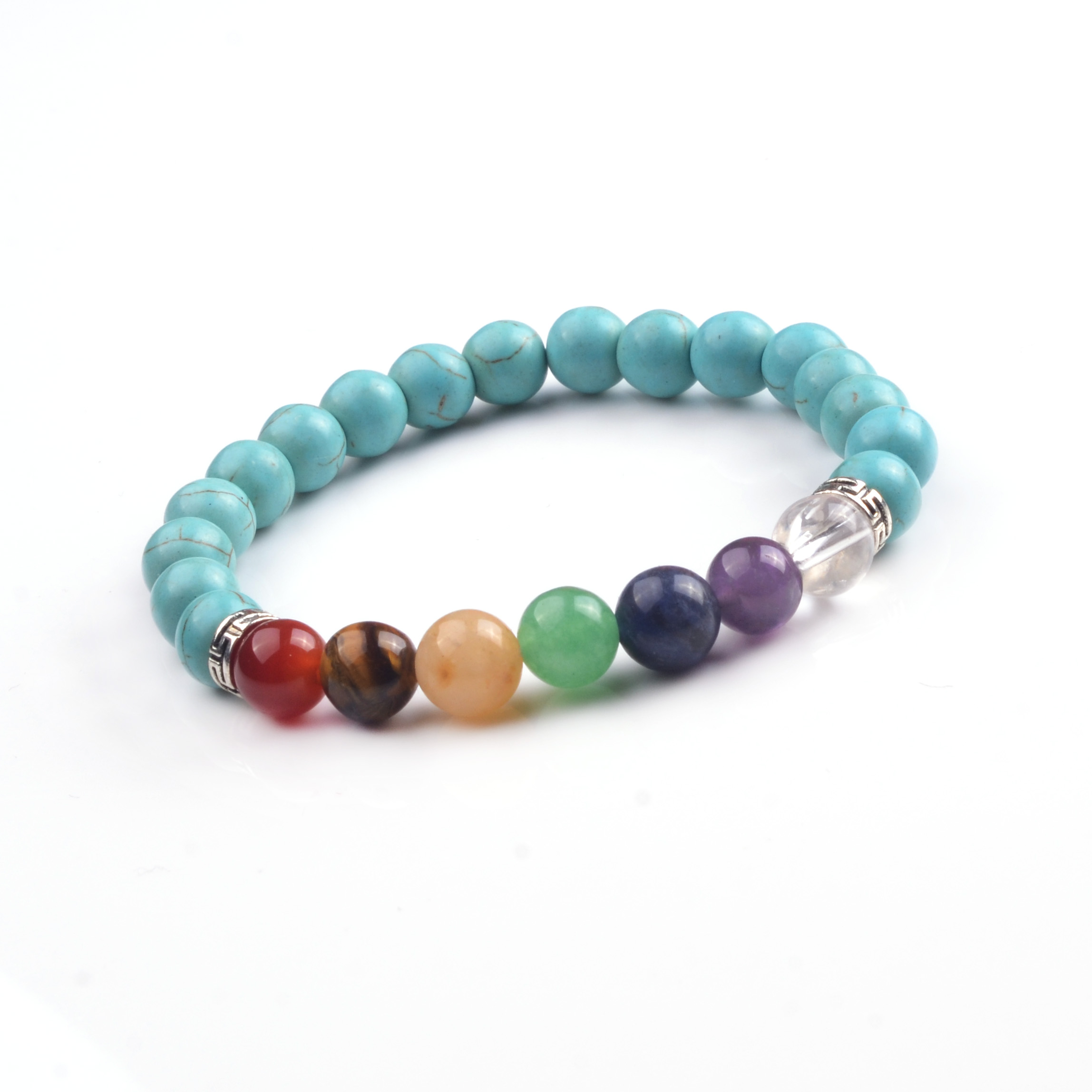 Seven Chakra Bead Bracelets - 8mm Natural Lava Stone Bead Bracelet, Men's Stress Relief Yoga Beads Aromatherapy Essential Oil Disperser Brac