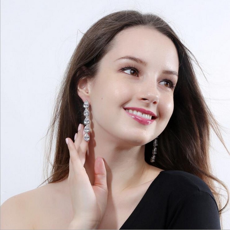 Water Drop Topaz CZ Dangle Earrings White Gold Fill | Women's 2024 Party Wedding Anniversary Jewelry