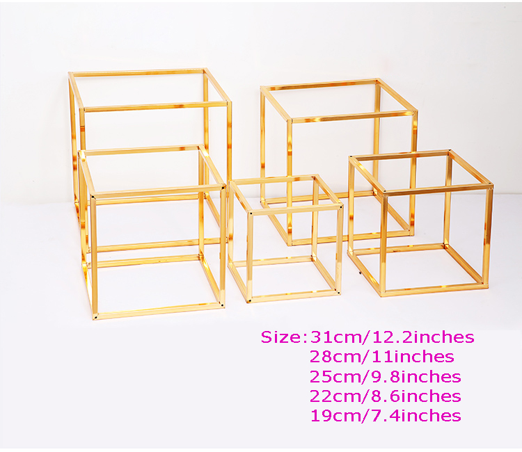 13pcs Iron Stand Cupcake Cookie Flowers Dessert Wedding Decoration Shiny Gold Metal Frame Table Centerpieces Props Birthday Party Cake Display Buffet 