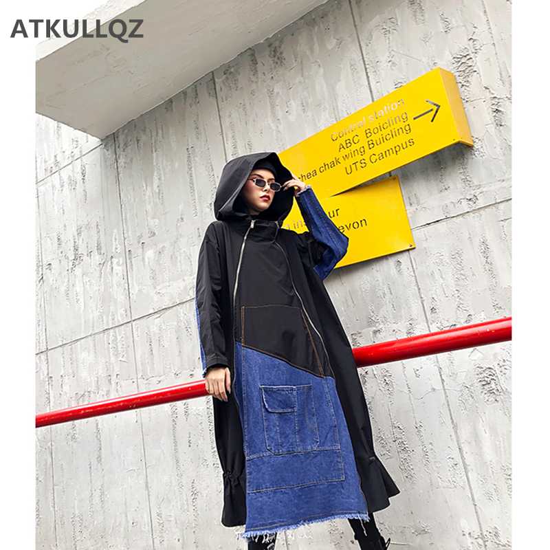 Tide brand large size women's spring 2020 new dark trench coat women's mid-length loose denim stitching hooded jacket Female, Black
Tide brand large size women's spring 2020 new dark trench coat women's mid-length loose denim stitching hooded jacket Female, Black