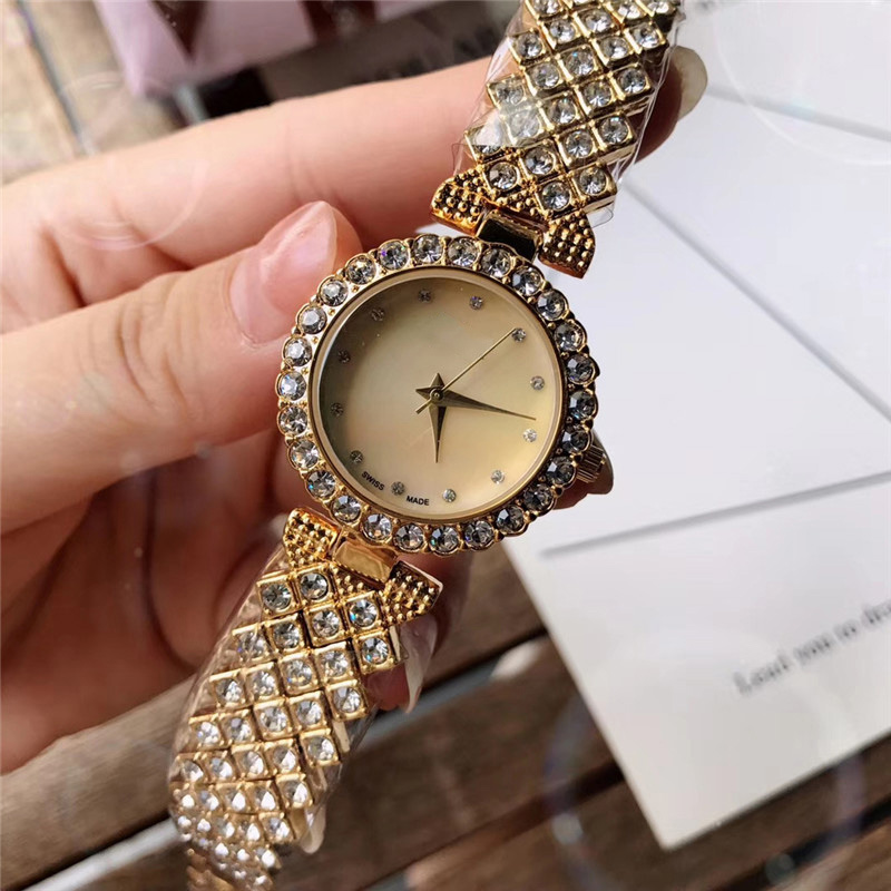 Popular Fashion Brand Women Girl Colorful crystals style Metal steel band quartz wrist watch Di 10, Gold black
Popular Fashion Brand Women Girl Colorful crystals style Metal steel band quartz wrist watch Di 10, Gold black