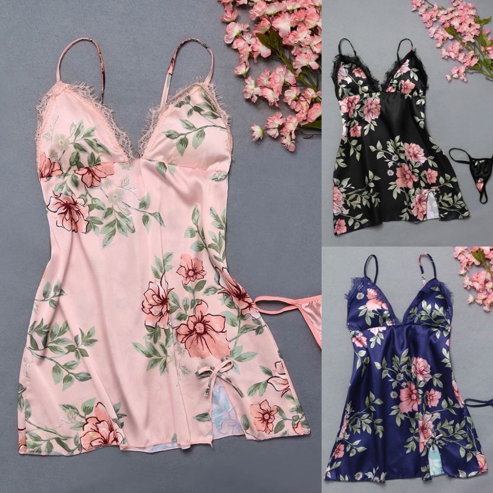 Sexy Flower Lace Sleepwear Lingerie Temptation Underwear Jumpsuit Sleeveless Vneck Women Lace sleepwear %8