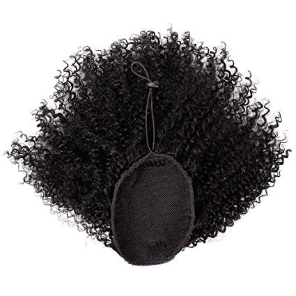 Drawstring Afro Kinky Human Ponytail for Black Women Clip in Hair Extension Kinky Curly Ponytails Drawstring Natural Color Ponytail Hair