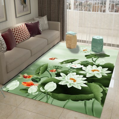 3D Carpets 2000mm x 3000mm Rectangular Rugs Living Room Lotus Flower Rug Sofa Coffee Table Mat Bedroom Yoga Pad Study Door Mat