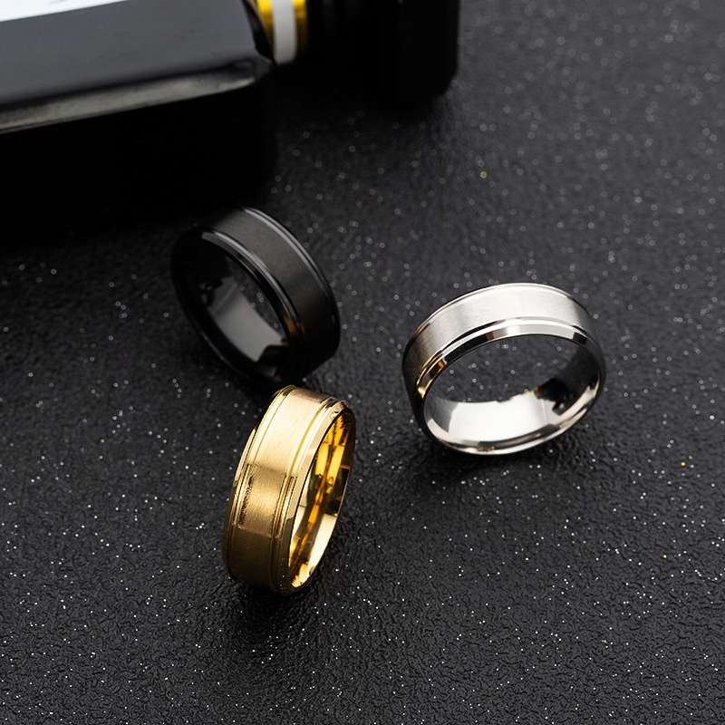 Stainless Steel Matte Ring Band Simple Black Gold Finger Tail Rings for Woman Man Fashion Jewelry Will and Sandy