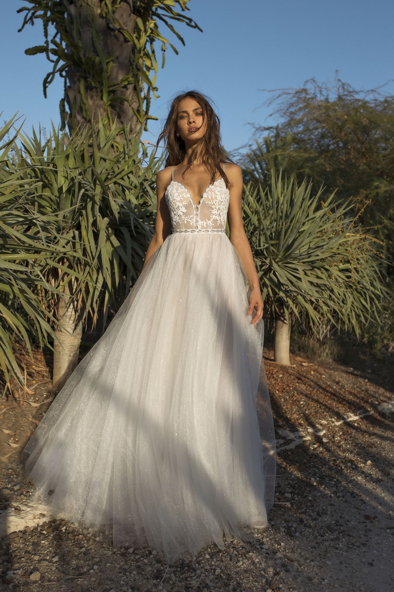 Asaf Dadush Chic Wedding Dresses Bohemian Boho Spaghetti V Neck Lace Backless Bridal Gowns For Beach Gardens Cheap A Line Wedding Gowns