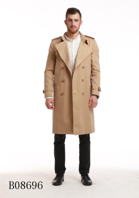 HOT CLASSIC! men fashion England plus long style trench/high quality cotton double breasted trench coat for men/men brand design trenches B8696F390