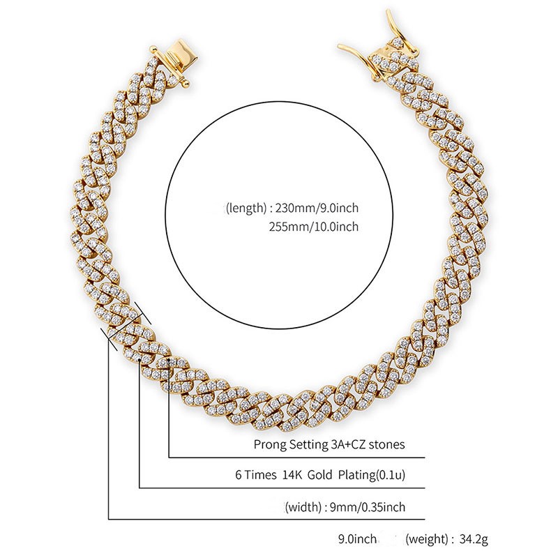 Mossanite Bracelets Gold Sier Cub Link Fashion Designer Jewelry Iced Out Chains Men Women Anklets Hip Hop Bling Dia Ankle Accessories Charms