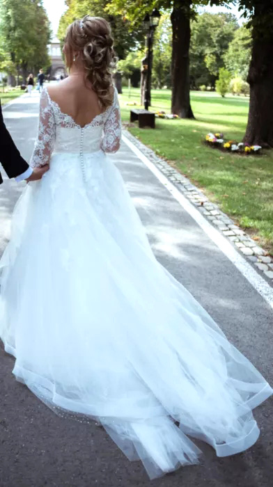 New Modern Cap Sleeve Wedding Dresses Sweetheart A-Line Illusion 3/4 Sleeves Tulle Open Back Bohemia Lace Applique Beach Bridal Gowns