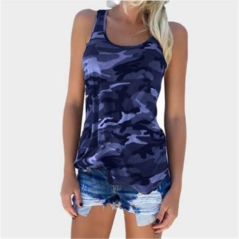 Slim Ladies Thin Vest Spring Summer Tank Tops Women Sleeveless Round Neck Loose T Shirt Ladies Vest Singlets Camisole Cotton, Blue