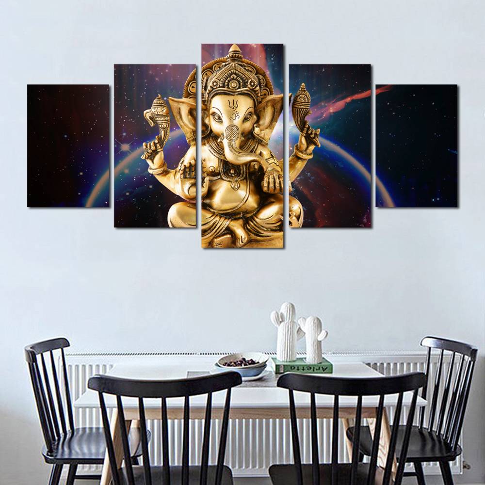 Canvas Print Modern Fashion Wall Art the Abstract Star Background Gold Buddha for Home Decoration No Frame