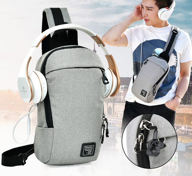 New Fashion Men's Chest Bag Casual with Headphone Jack Crossbody Bag Unisex Simple Solid Color Canvas Travel Shoulder, Black
New Fashion Men's Chest Bag Casual with Headphone Jack Crossbody Bag Unisex Simple Solid Color Canvas Travel Shoulder, Black