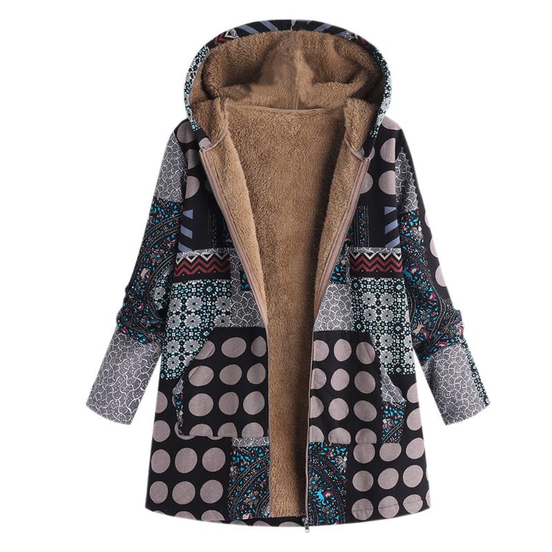 Plus Size Women Winter Coat Vintage Print Outwear Hooded Long Sleeve Zipper Padded Iacket Ladies Fleece Thick Coats, Black
Plus Size Women Winter Coat Vintage Print Outwear Hooded Long Sleeve Zipper Padded Iacket Ladies Fleece Thick Coats, Black