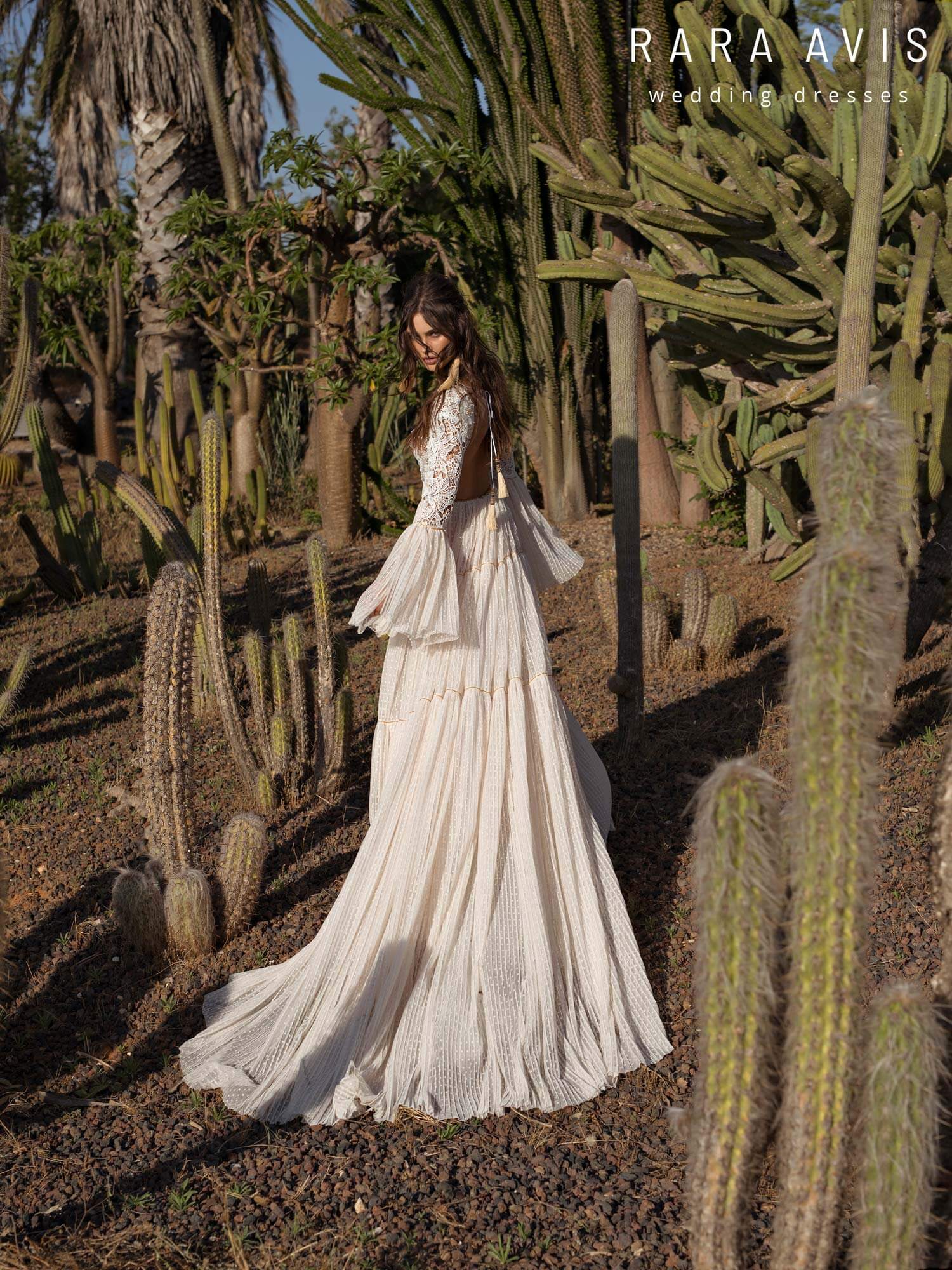 2019 Rara Avis Bohemian Wedding Dresses V Neck Lace Appliqued A Line Sexy Backless Bridal Gowns Custom Vintage Long Sleeve Wedding Dress