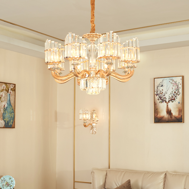 modern crystal pendant lights fixture european sgold crystal pendant lamp hanging lamps hotel hall home indoor lighting 6 8 15 lamp