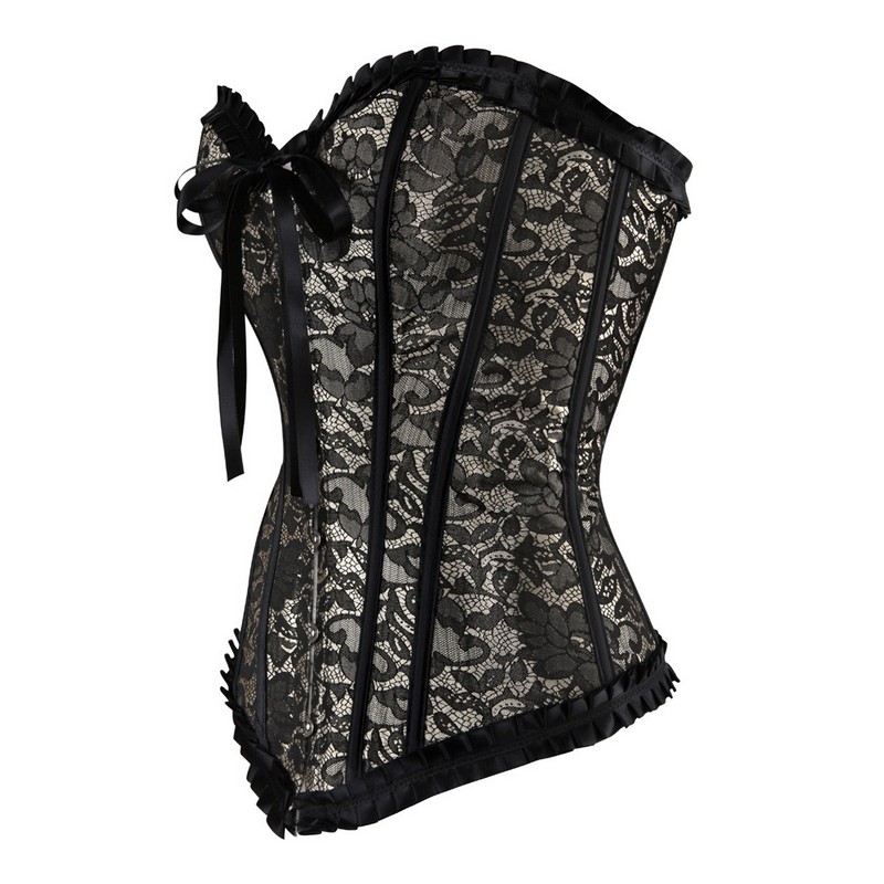 Classic Ladies' Dancewear: Plus Sizes Available, Pleated Lace-Up Burlesque Bustier with Ruffled Edges