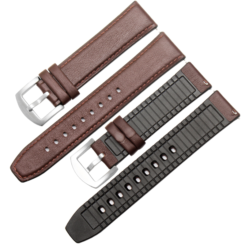 Watch Bands Watchband 22mm Silicone anad Leather 2in 1 Strap Fashion Men's Replacement Wristband For Huawei watch Pro/GT Quick release