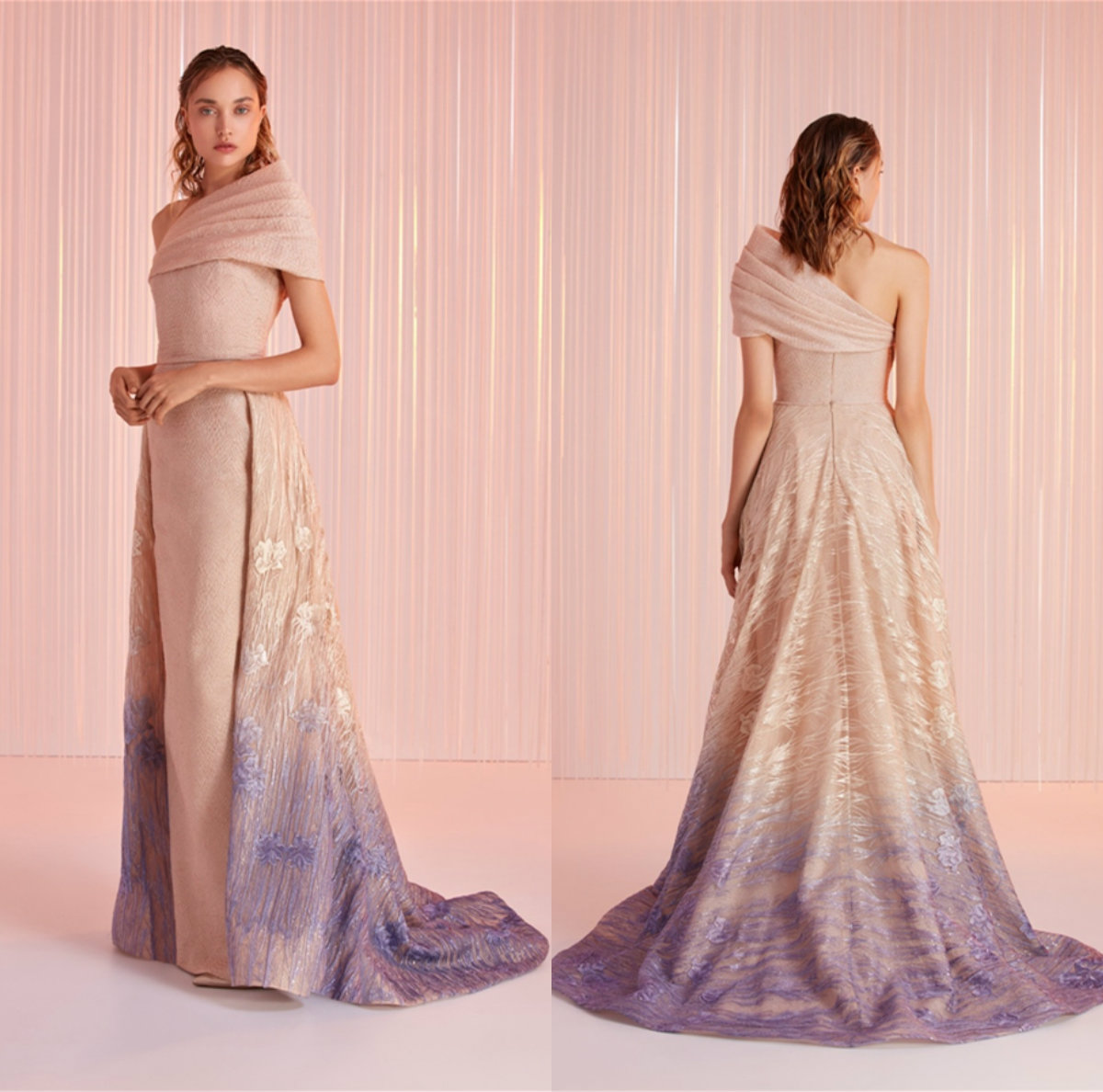 2020 Tony Ward Evening One Shoulder Dresses Junoesque Lady Dress Custom Made Sweep Train Formal Prom Dress