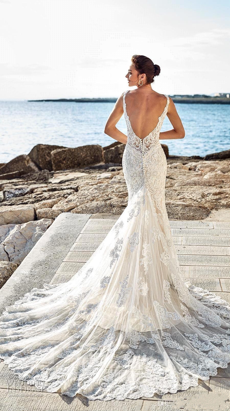 eddy k summer beach wedding dresses v neck full lace chapel train wedding dress bridal gowns custom made vestidos de noiva