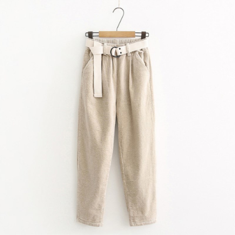 Corduroy Pants Harem Pants Autumn Winter Women Pants Elastic Waist Sashes Casual Black Trousers pantalones mujer cintura alta T200104