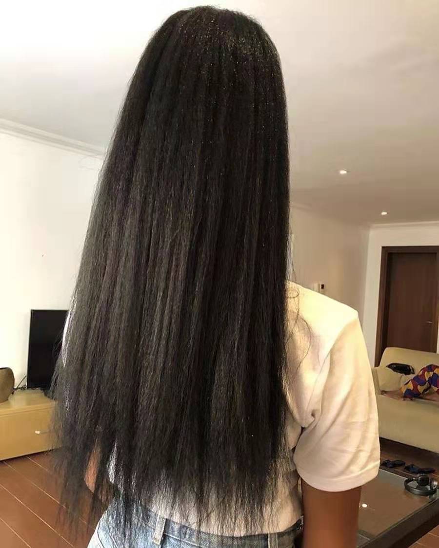 African long kinky blow out Virgin Brazilian Kinky Straight Ponytail Human Hair drawstring Pony tail Extensions 100g-140g Coarse Straight