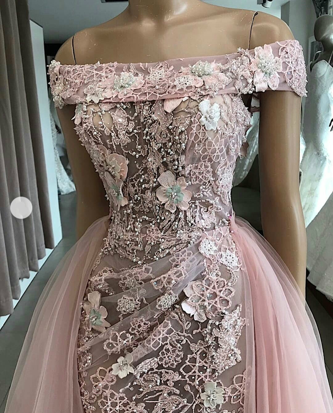 Gorgeous Mermaid Prom Dresses With Detachable Overskirts Lace Appliqued Beads Pearls Evening Gowns Side Split Off The Shoulder Party Dress