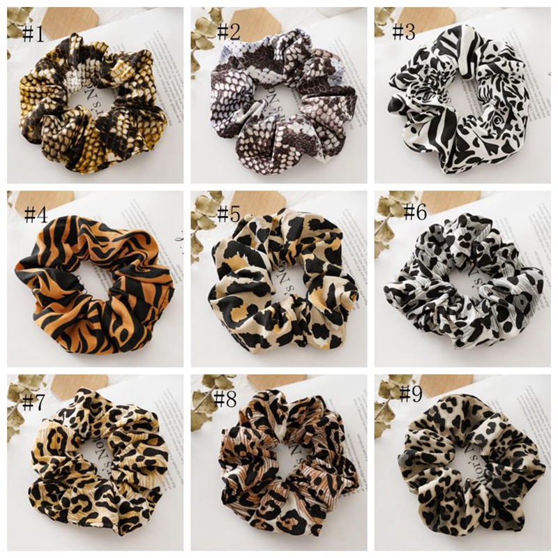 Women Hairbands Elastic Leopard Hairband Scrunchy Hair Ties Ring Rubber Band Girls Ponytail Holder Fashion Hair Accessories 11 Colors DW5136