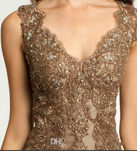 Elegant Mother Of The Bride Dresses Mermaid V Neck Zipper Back Floor Length Formal Evening Dresses With Appliques Beaded Party Gowns