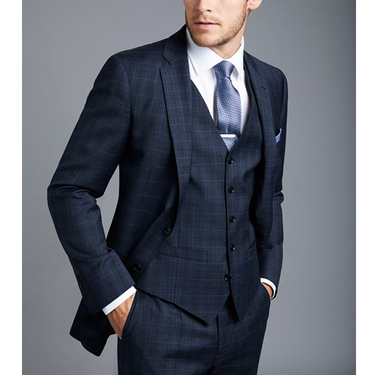 Formal Plaid Men Blazer 2019 Groomsmen Wedding Tuxedos 2 Pieces (Jacket+Pants) Custom Made Slim Fit Prom Suits