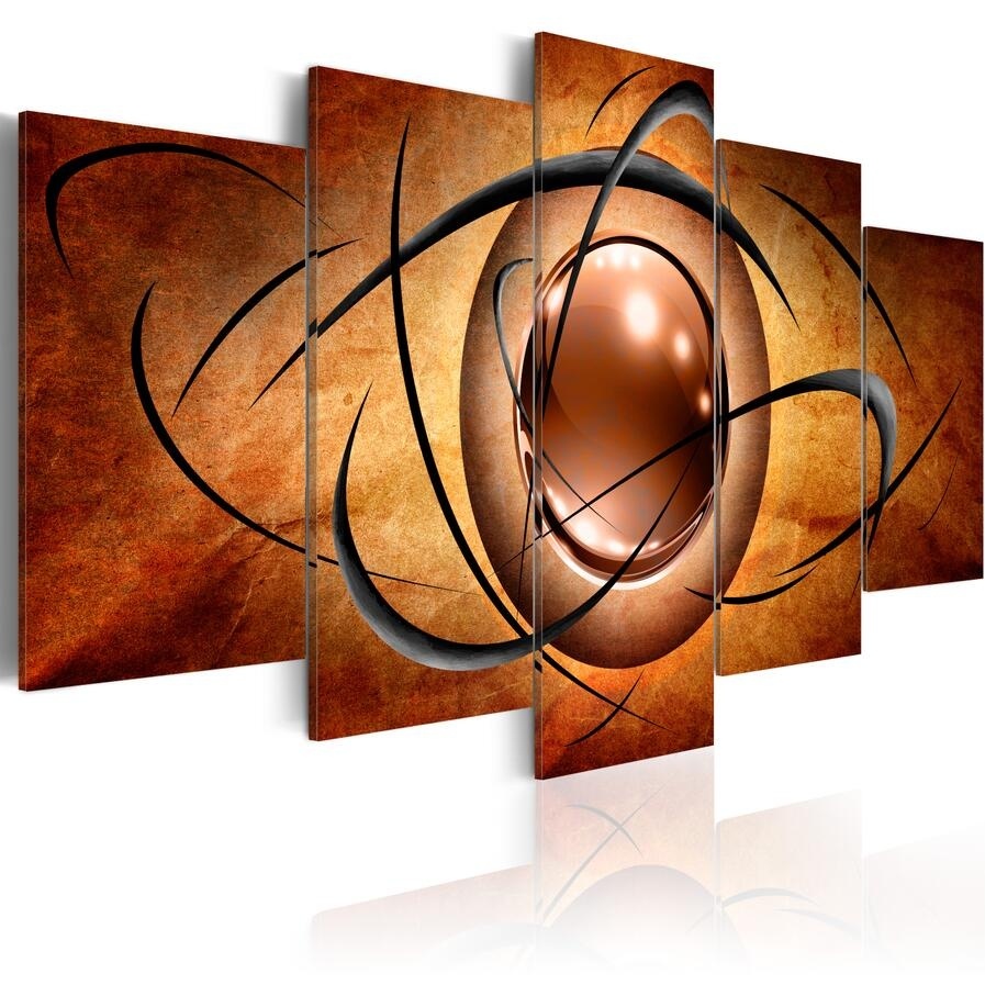 (No Frame)5PCS/Set Fashion Wall Art Canvas Painting Abstract Wave Line Modern Home Decoration,Choose Color:4 And Size:2