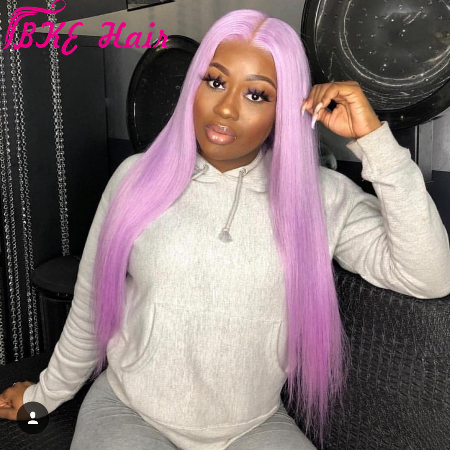 Long Straight Middle Part Wig For Women purple Black White Pink Orange Gray Hair Heat Resistant Synthetic lace front Wigs
