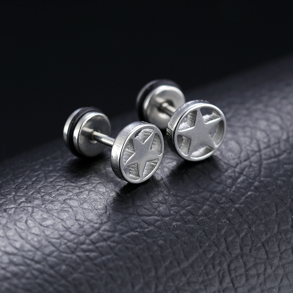 Fashion Women Men's Star Screw Back Stud Earrings Jewelry 316L Stainless Steel Ear Bone Nail Earrings