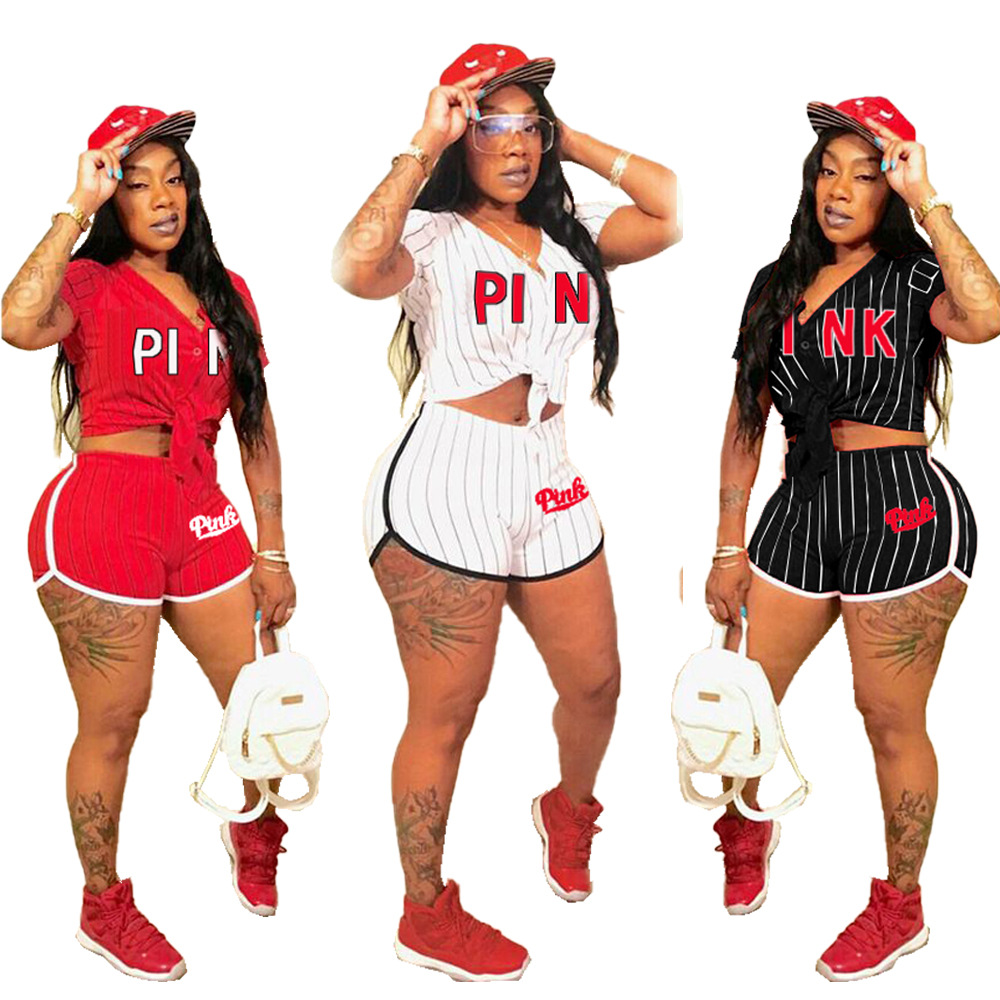 2020 Women' Tracksuits Summer Two Piece Shorts Set Designer Letter Print Buttons Short Sleeve Cardigan Top Shorts Outfits Sports Track Suit, Black
2020 Women' Tracksuits Summer Two Piece Shorts Set Designer Letter Print Buttons Short Sleeve Cardigan Top Shorts Outfits Sports Track Suit, Black