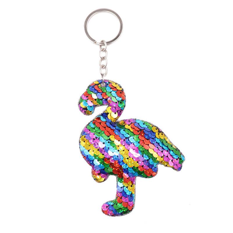 30pcs/Lot Animal Keychain Glitter Pompom Sequins Key Chain Gifts Women Car Bag Accessories Key Ring Wedding Souvenir for Guests