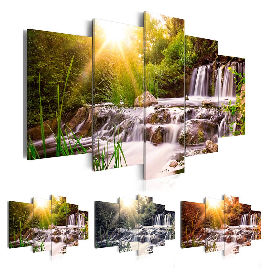 (Unframed, Only Print) Waterfall Design Canvas Art Print Modern Home Decoration Landscape decoration Painting, Choose Size:3