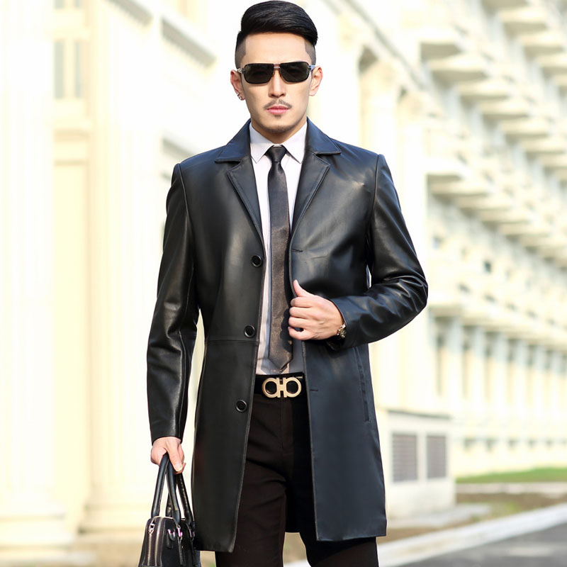 Fashion business natural sheepskin leather jacket men medium long notched collar single breasted real leather coat outerwear, Black
Fashion business natural sheepskin leather jacket men medium long notched collar single breasted real leather coat outerwear, Black