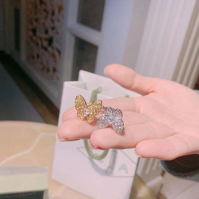 Fashion-Brand name Top Quality punk opened butterfly ring with diamond for women jewelry gift wedding Free shipping PS6424A