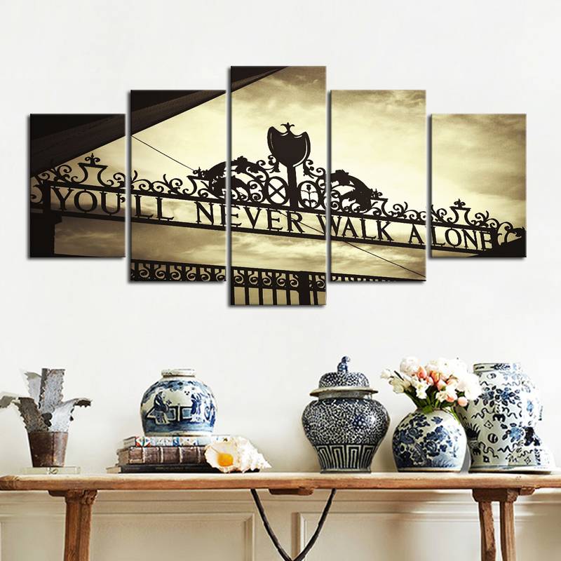 Modular Vintage Pictures Home Decor Paintings On Canvas 5 Pieces Anfield Stadium Wall Art For Living Room HD Printed Modern
