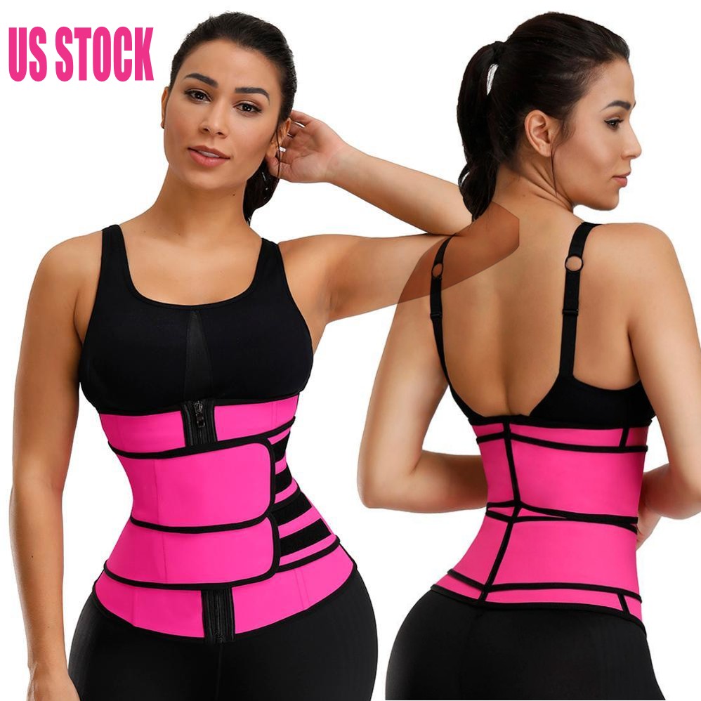US Stock Women Neoprene Sauna Vest Body Shaper Slimming Waist Trainer Fashion Workout Shapewear Adjustable Sweat Belt Corset 8084