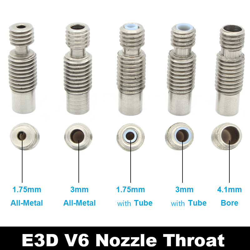 

3D Printer Parts E3d V6 Stainless Steel Nozzles Throat, Metal / F4 Tube / Bore 4.1mm for 1.75mm 3mm Extruder Hot End J-Head