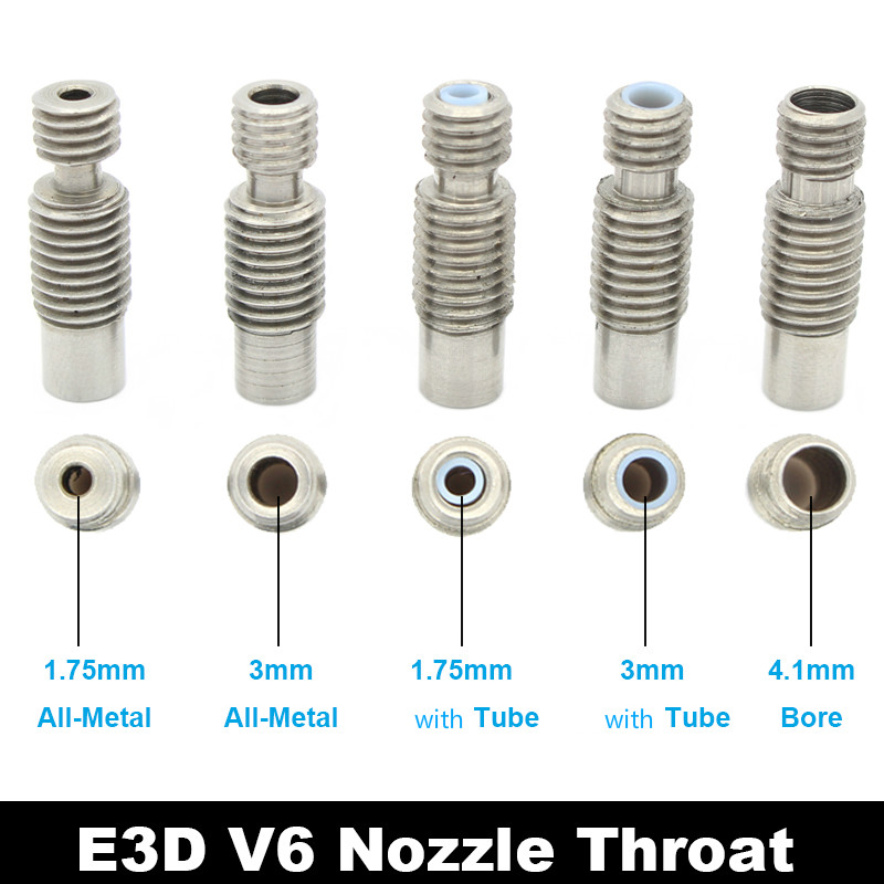 3D Printer Parts E3d V6 Stainless Steel Nozzles Throat, Metal / F4 Tube / Bore 4.1mm for 1.75mm 3mm Extruder Hot End J-Head
3D Printer Parts E3d V6 Stainless Steel Nozzles Throat, Metal / F4 Tube / Bore 4.1mm for 1.75mm 3mm Extruder Hot End J-Head