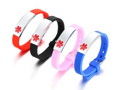 Assorted Colors Medical Alert ID Bracelet for Kids and Adult Silicone WristBand Stainless Stee Bracelet
Assorted Colors Medical Alert ID Bracelet for Kids and Adult Silicone WristBand Stainless Stee Bracelet