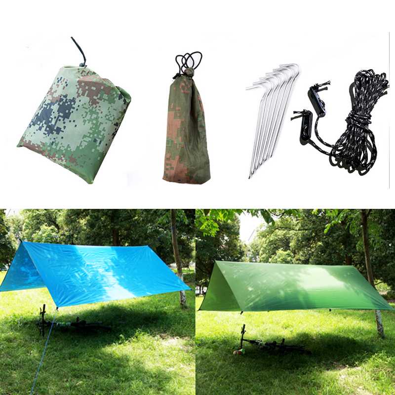 Multifunctional Camping Tarp Beach Tent Sunshade Canopy Waterproof UV Proof Hammock Rain Tent Tarp Sun Shelter with A Mat
Multifunctional Camping Tarp Beach Tent Sunshade Canopy Waterproof UV Proof Hammock Rain Tent Tarp Sun Shelter with A Mat
