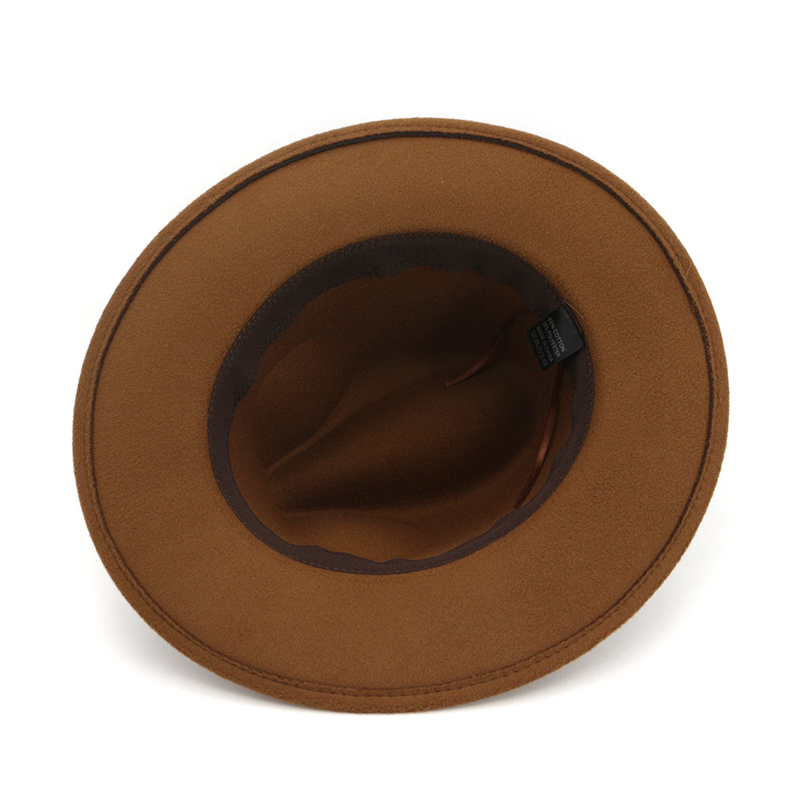 Fashion-Ladies Wool Felt Mens Fedora Trilby Hat Fashion Simply Braided Rope Decorated Panama Flat Brim Jazz Formal Hats