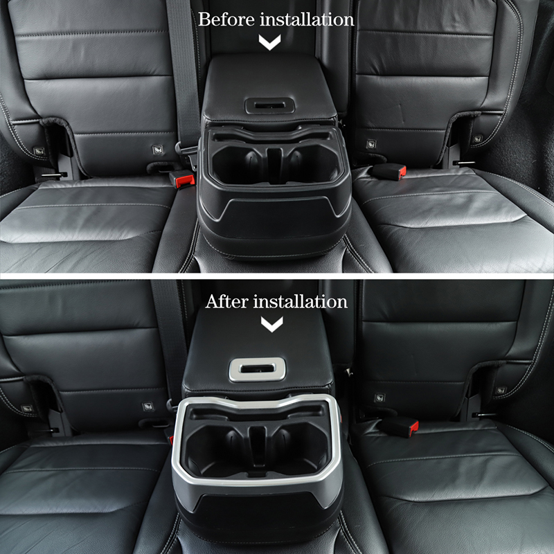 Silver Water Cup Holder Cover Rear Seat Armrest Trim For Jeep Wrangler JL 2018+ Auto Interior Accessories