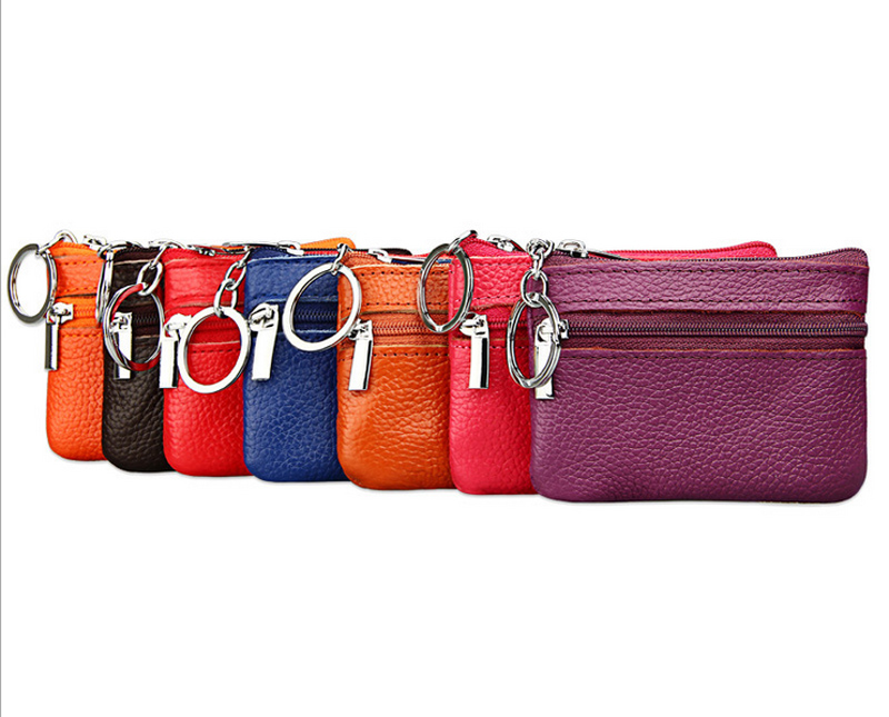 New Arrival Leather pure Coin purses keychains keys wallet Purse change pocket holder organize cosmetic makeup