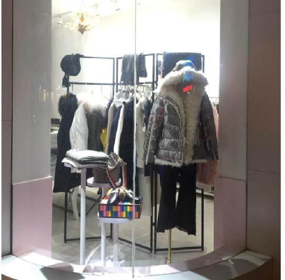 Iron clothing store display floor racks Commercial Furniture clothes racsk Middle island concise creative screen partition folding shelf