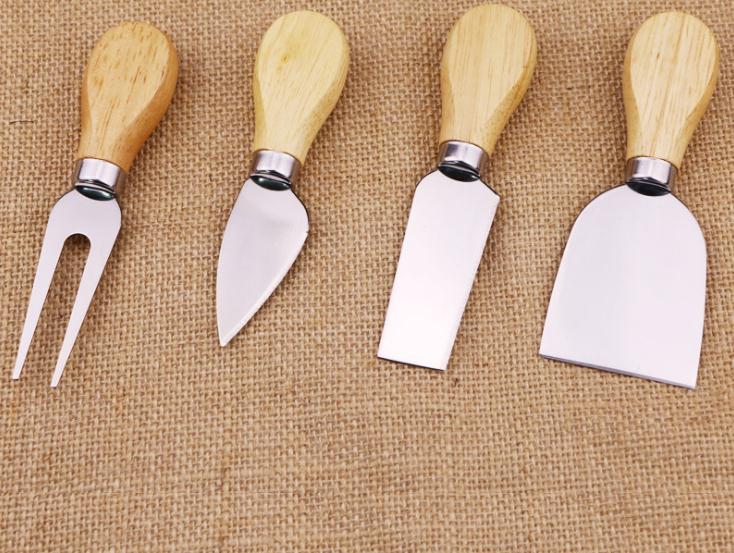 Useful Cheese Tools Set Butter Pizza Slicer Cutter Oak Handle Knife Fork Shovel Kit Graters For Cutting Baking Cheese Board Sets SN361