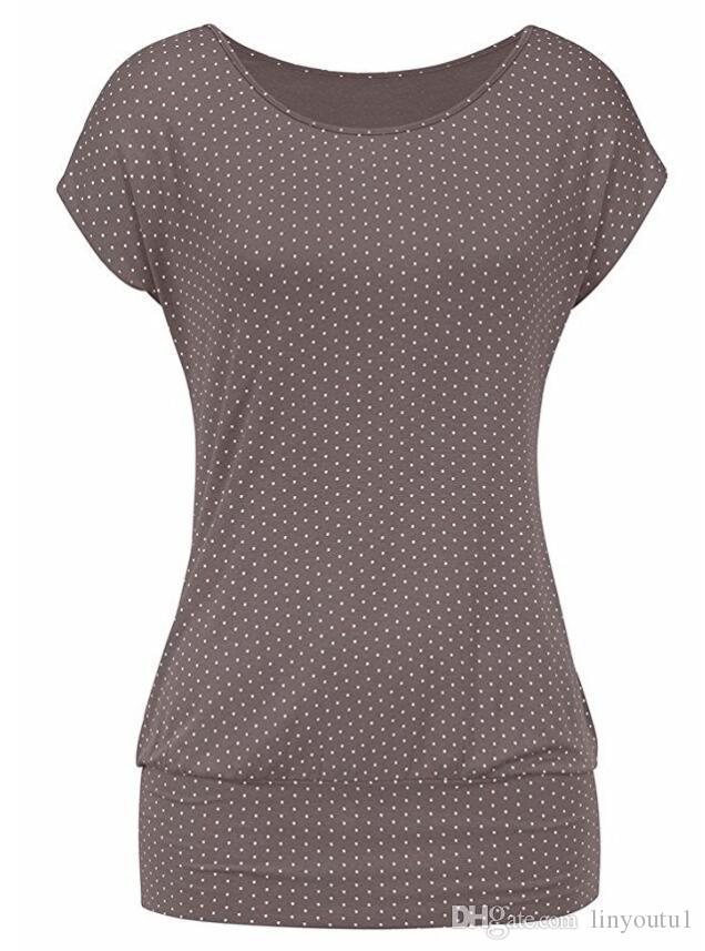 2020 Vintage Polka Dot Print Summer T Shirt For Women Short Sleeve Slim T-shirt Round Neck Casual Female Tops Tees New