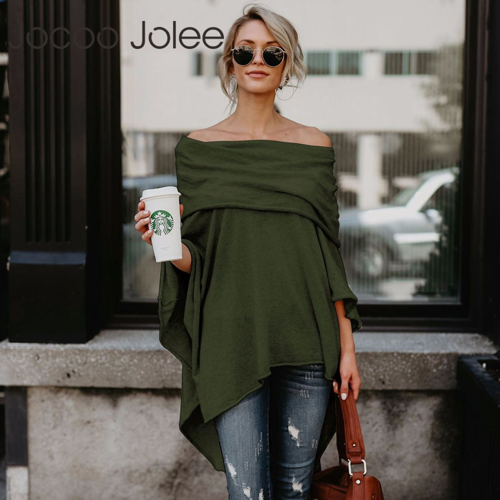 Jocoo Jolee Fashion Cloak Sweater Off Shoulder Loose Slash Neck Casual Knitted Batwing Sleeve Sweater 2018 Chonpas Mujer Grande, Gray 
Jocoo Jolee Fashion Cloak Sweater Off Shoulder Loose Slash Neck Casual Knitted Batwing Sleeve Sweater 2018 Chonpas Mujer Grande, Gray